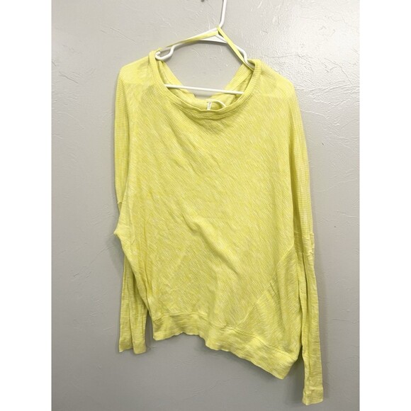 Anthropologie Yellow Slub Drop Shoulder Sweatshirt Lightweight Large Sweater Top - Picture 1 of 9